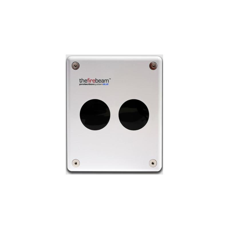 Detector lineal de humo motorizado de rayos infrarrojos con alcance de 70 metros ampliable hasta 140 o 160 metros mediante kits de ampliación.