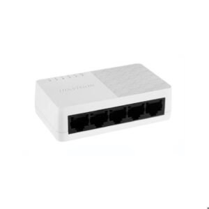 Switch Plastico Hikvision de 5 Puertos Gigabit, Diseño Simple y Compacto.