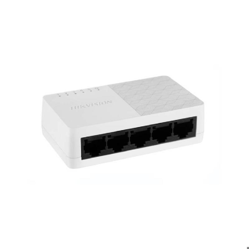 Switch Plastico Hikvision de 5 Puertos Gigabit, DiseƱo Simple y Compacto.