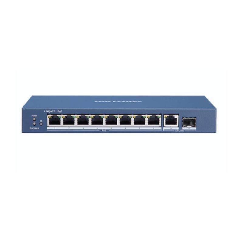 Switch Hikvision de 8 Puertos PoE+ Gigabit 802.3 af/at
