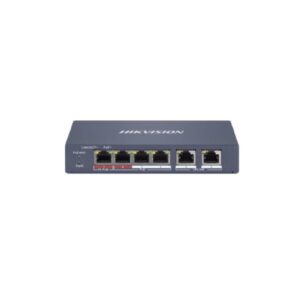 Switch POE Hikvision Inteligente Fast Ethernet de 4 puertos.