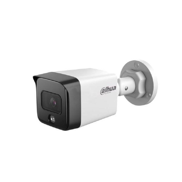 Cámara Bullet Dahua de 2Mp con IR 30 m, CMOS 1/2,8", lente fijo 2,8 mm, IP67, PoE y micrófono incorporado.