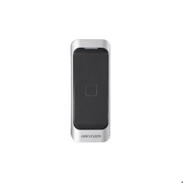 Lector de proximidad Mifare (Frequency: 13.56 MHz), protocolo RS485 y Wiegand (W26/W34) y OSDP antisabotaje, apto para exterior IP65. Medidas 115 mm × 44 mm × 22 mm